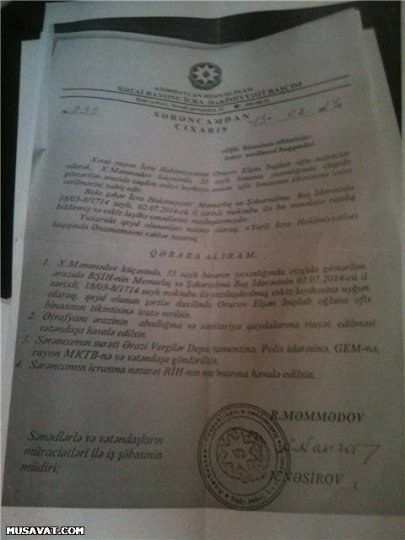 İcra başçısı və general sakinlərin gününü qara edib