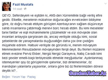 Gənclər Fazil Mustafanın təhqirinə cavab verdi- Screeshot 