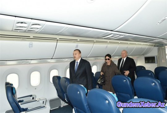 Prezident və xanımı “Boeing-787-8”-un pilot kabinəsində (FOTO)
