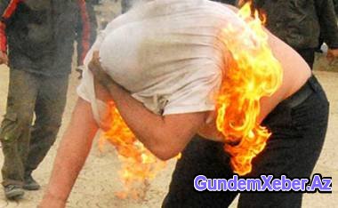 Ağdamlı köçkün “Qaçqınkom”un Sabunçu şöbəsinin qarşısında özünü yandırdı