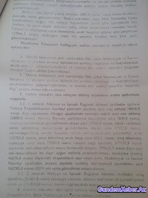 Nazirlikdə dövlət vəsaitinin mənimsənildiyini sübut edən növbəti SƏNƏD - FOTO