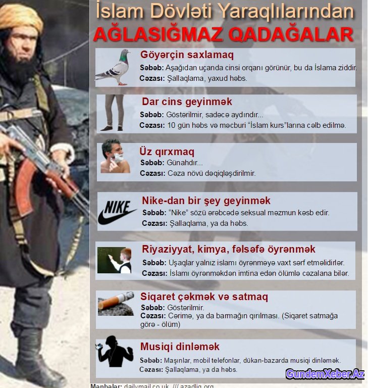 Dar cins şalvardan göyərçin saxlamağa qədər uzanan QADAĞALAR