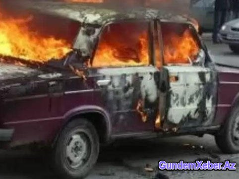 Avtomobil yandı, sürücü xəsarət aldı