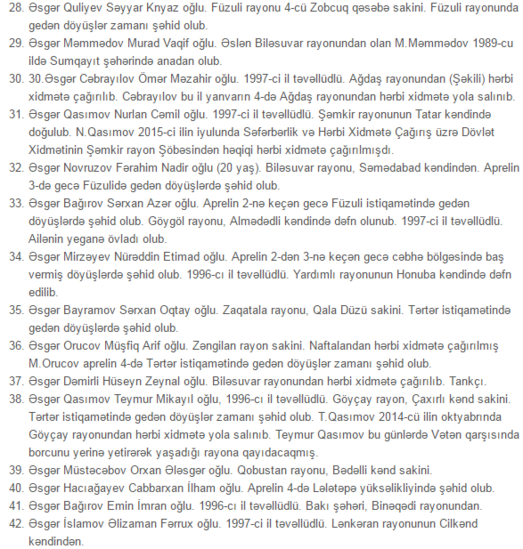 1-5 aprel arası döyüşdə həlak olan ŞƏHİDLƏRİMİZİN TAM SİYAHISI - FOTOLAR - 93 ŞƏHİD 1-5 aprel arası döyüşdə həlak olan ŞƏHİDLƏRİMİZİN TAM SİYAHISI - FOTOLAR - 93 ŞƏHİD