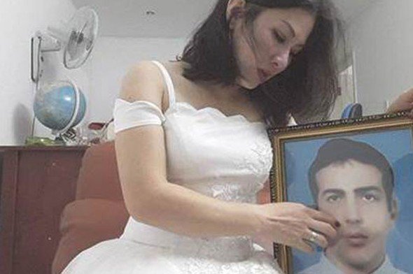 Şəhid arvadı evliliklərin bir ilində gəlin paltarı geyindi-FOTOLAR