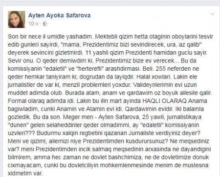 "İki balamla ümidlə gözlədim, amma bu da SON!" - Aytən Səfərova ÜSYAN ETDİ