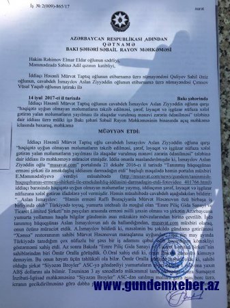 MÜRVƏT HƏSƏNLİ ASLAN İSMAYILOVA QALİB GƏLDİ! – “Böhtançı olduğu sübut olundu” (QƏRAR)
