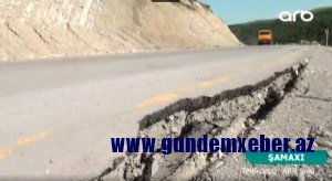 Şamaxıda yeni çəkilən yol sürüşdü