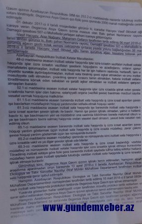Xalıqverdi Hüseynov məhkəmə qərarını saymamaqla Ekologiya və Təbii Sərvətlər nazirinə təxribat hazırlayır - MÜRACİƏT  (FOTOLAR)