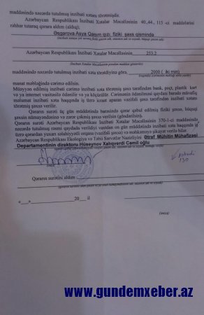 Xalıqverdi Hüseynov məhkəmə qərarını saymamaqla Ekologiya və Təbii Sərvətlər nazirinə təxribat hazırlayır - MÜRACİƏT  (FOTOLAR)