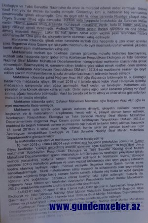 Xalıqverdi Hüseynov məhkəmə qərarını saymamaqla Ekologiya və Təbii Sərvətlər nazirinə təxribat hazırlayır - MÜRACİƏT  (FOTOLAR)