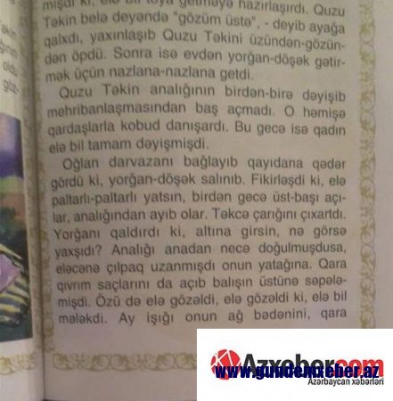 İbtidai sinif dərsliyində biabırçılıq: "Analığı elə çılpaq uzanmışdı ki, elə bil mələkdir" - FOTO