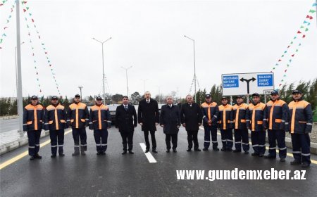 Prezident İlham Əliyev Bakıda yeni yol açılışında - FOTOLAR