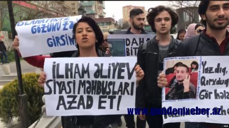 "Siyasi məhbuslara azadlıq!", "İşgəncələrə son!" tələbi ilə aksiya keçirilib