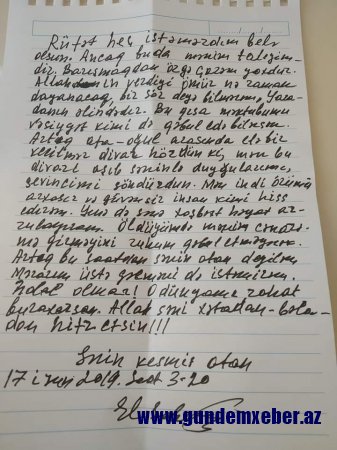 Eldar Sabiroğlu oğlundan imtina etdi — ŞOK MƏKTUB