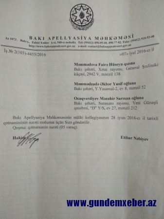 Fikrət Məmmədovun Suraxanıdakı əməkdaşları məhkəmə qətnaməsini icra etmirlər - ŞOK  OLAY 