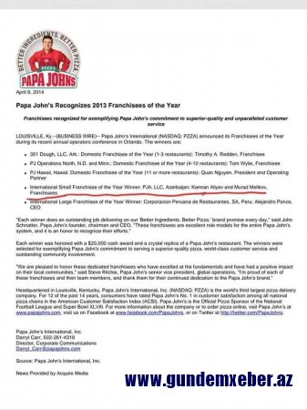  ƏBÜLFƏZİN OĞLUNUN PAPA JOHN'S-u - FOTOLAR