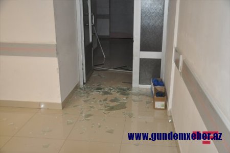 Bir qrup şəxs Şirvan xəstəxanasına hücum edərək dağıntılar törədib - FOTO 