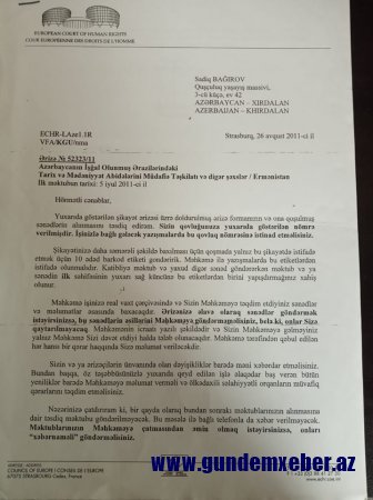 Ermənistan Məhkəmədə cavabdeh qismində dindiriləcək