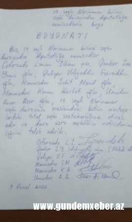 19 saylı dairədə “qiyam” – Altı namizəd seçkinin nəticələrini tanımaqdan imtina etdi (BƏYANAT)