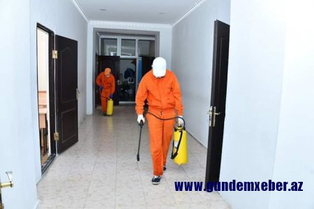 Sumqayıt Dövlət Universitetində koronavirus əleyhinə təkrar dezinfeksiya işləri aparıldı -FOTOLAR