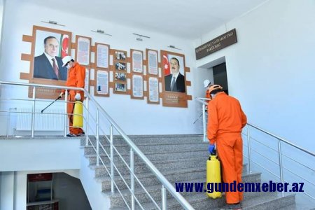 Sumqayıt Dövlət Universitetində koronavirus əleyhinə təkrar dezinfeksiya işləri aparıldı -FOTOLAR