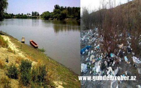 Zibilliyə qərq olan Kür çayı sahilləri – FOTOLAR
