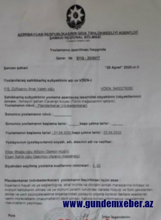 Qida Təhlükəsizliyi Agentliyi “obxess” rolunda-ŞİKAYƏT+FOTOLAR
