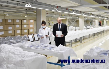 İlham Əliyev və Mehriban Əliyeva Sumqayıtda tibbi maska fabrikinin açılışını etdilər - YENİLƏNİB
