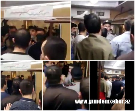 Metroda polis və sərnişinlər arasında mübahisə yaranıb