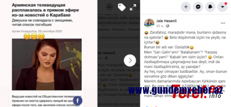 Aparıcımızdan ermənilərə CAVAB: "Mən sizə "Sarı Gəlin", "Balaban" "Yarpaq dolması" yam?!" - FOTO