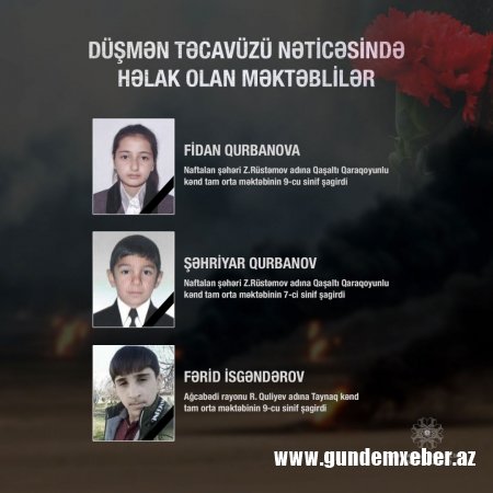 Ermənistanın atəşi nəticəsində həlak olan məktəblilər - Fotolar