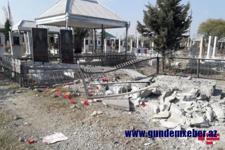 Ermənilər Tərtərdə qəbiristanlığı belə atəşə tutdular - Fotolar