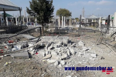 Ermənilər Tərtərdə qəbiristanlığı belə atəşə tutdular - Fotolar