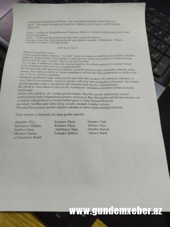 Baş Ələt qəsəbəsinin sakinləri internetlə bağlı birinci vitse-prezidentə müraciət etdi – MƏTN