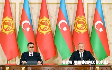 Azərbaycan və Qırğızıstan prezidentləri mətbuata bəyanatlarla çıxış ediblər