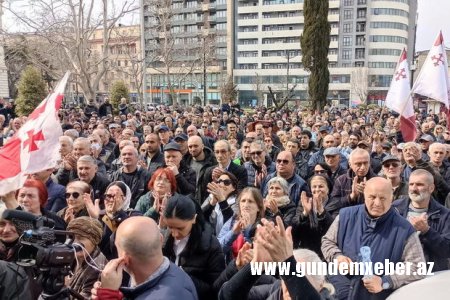 Gürcüstanda etirazçılar Aİ bayrağını yandırdılar – VİDEO