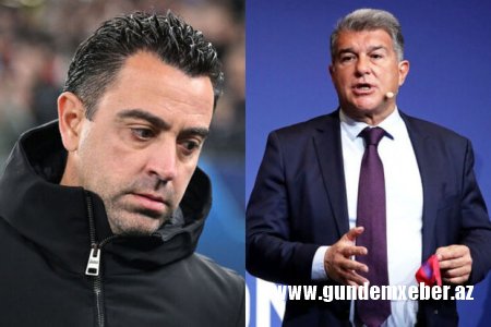 “Barselona”nın prezidenti Xavi və futbolçularla görüşüb